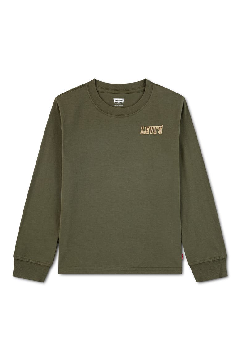 Kids' Graphic Long Sleeve T-Shirt, Alternate, color, OLIVE NIGHT