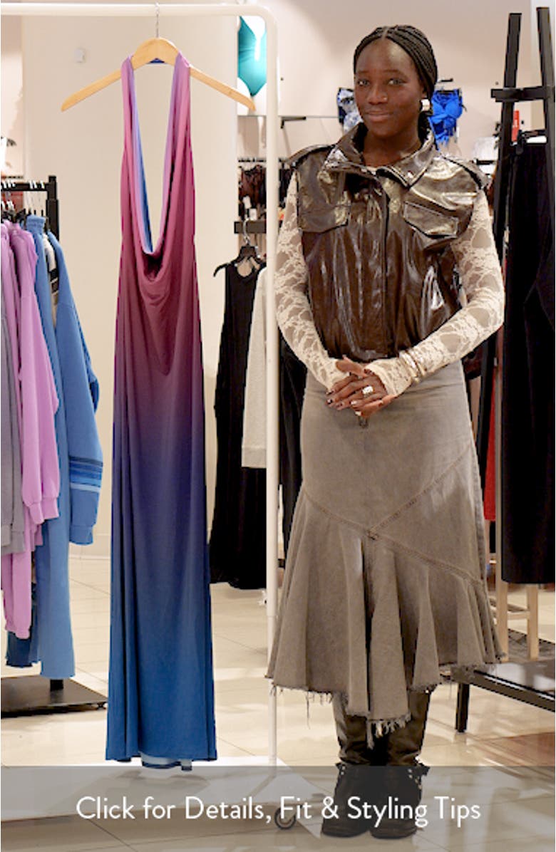 Imade Plunge Halter Neck Ombré Maxi Dress, sales video thumbnail