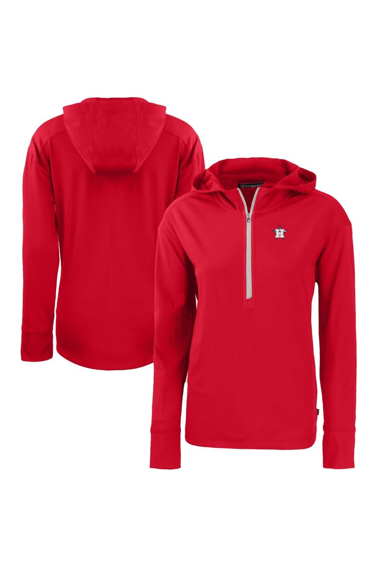 Women's Cutter & Buck  Red Houston Astros Daybreak Eco Recycled Half-Zip Hoodie, Main, color, Red