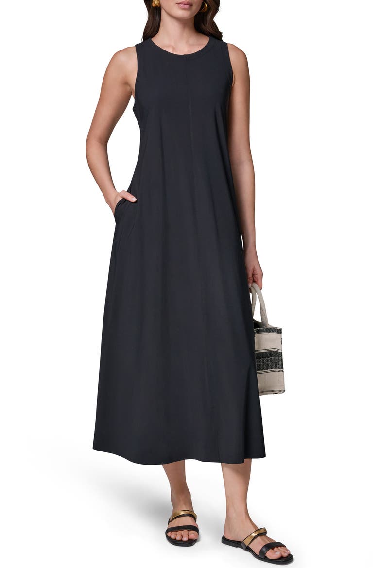 Sleeveless Midi Dress, Alternate, color, BLACK