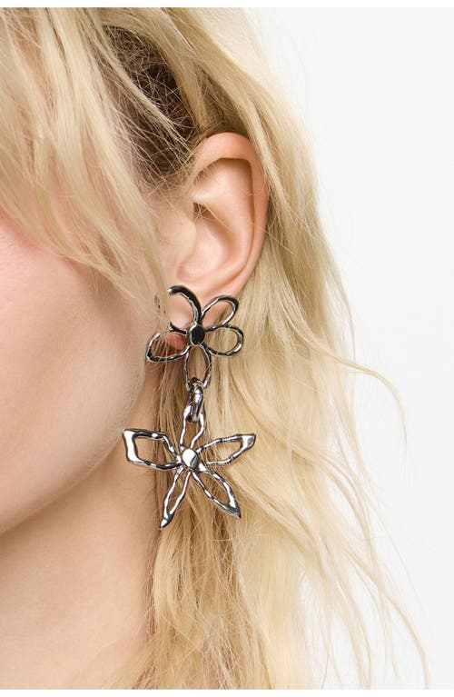 Bimba Y Lola Textured Flower Earrings In Metallic