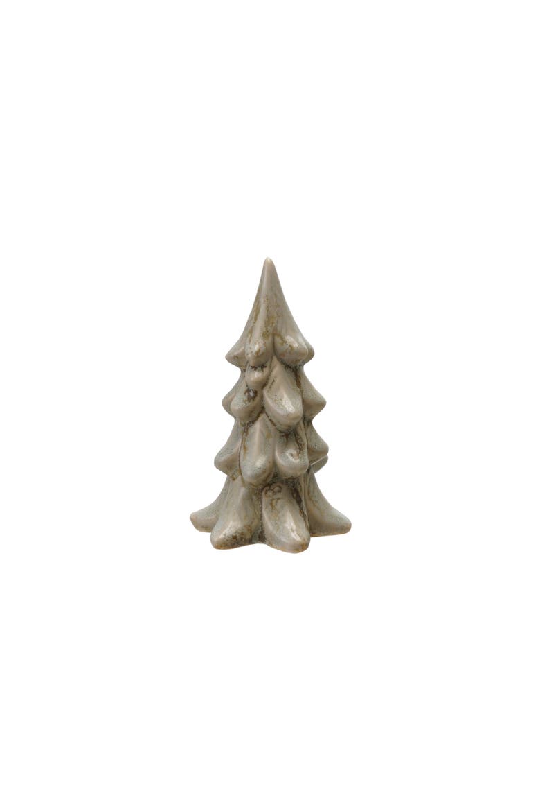 Small Stoneware Tree Figurine with Reactive Glaze, Light Green, Main, color, Light Green