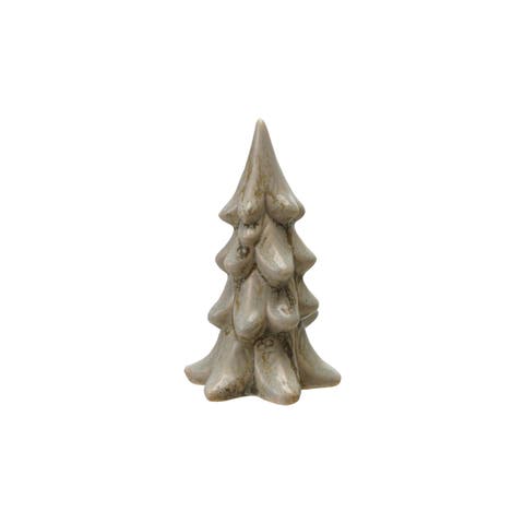 Small Stoneware Tree Figurine with Reactive Glaze, Light Green