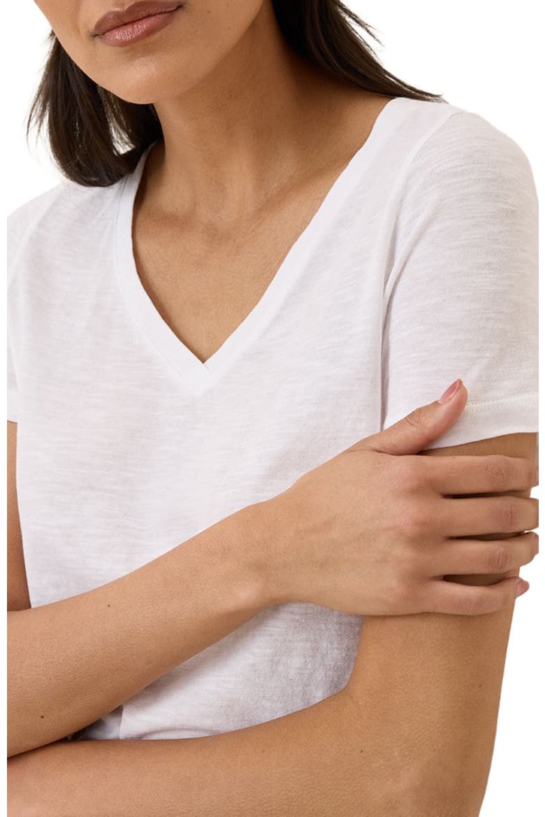Organic Cotton Featherweight Slub V-Neck Tee, Alternate, color, White