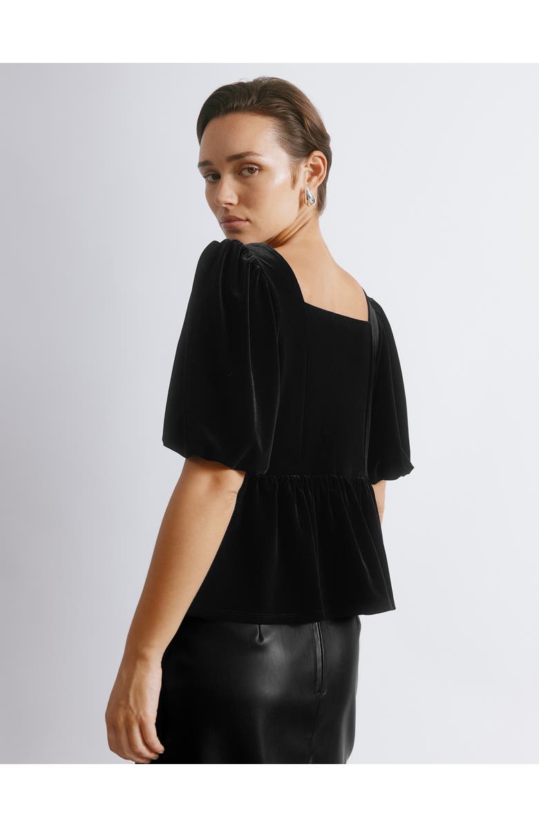 Albaray Diamonte Velvet Puff Sleeve Top, Alternate, color, Black