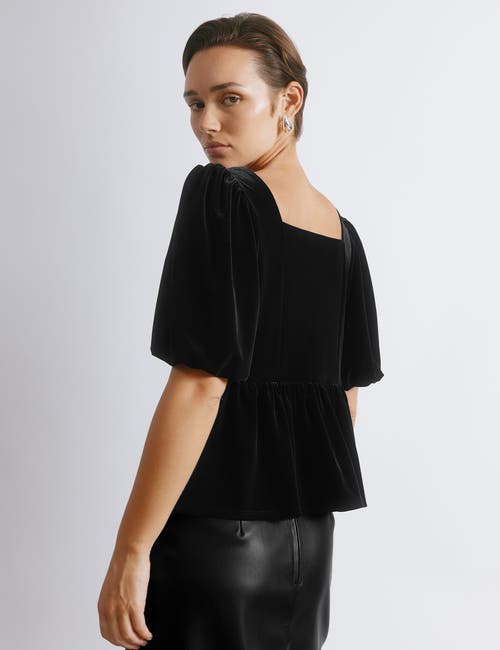 Albaray Diamonte Velvet Puff Sleeve Top In Black