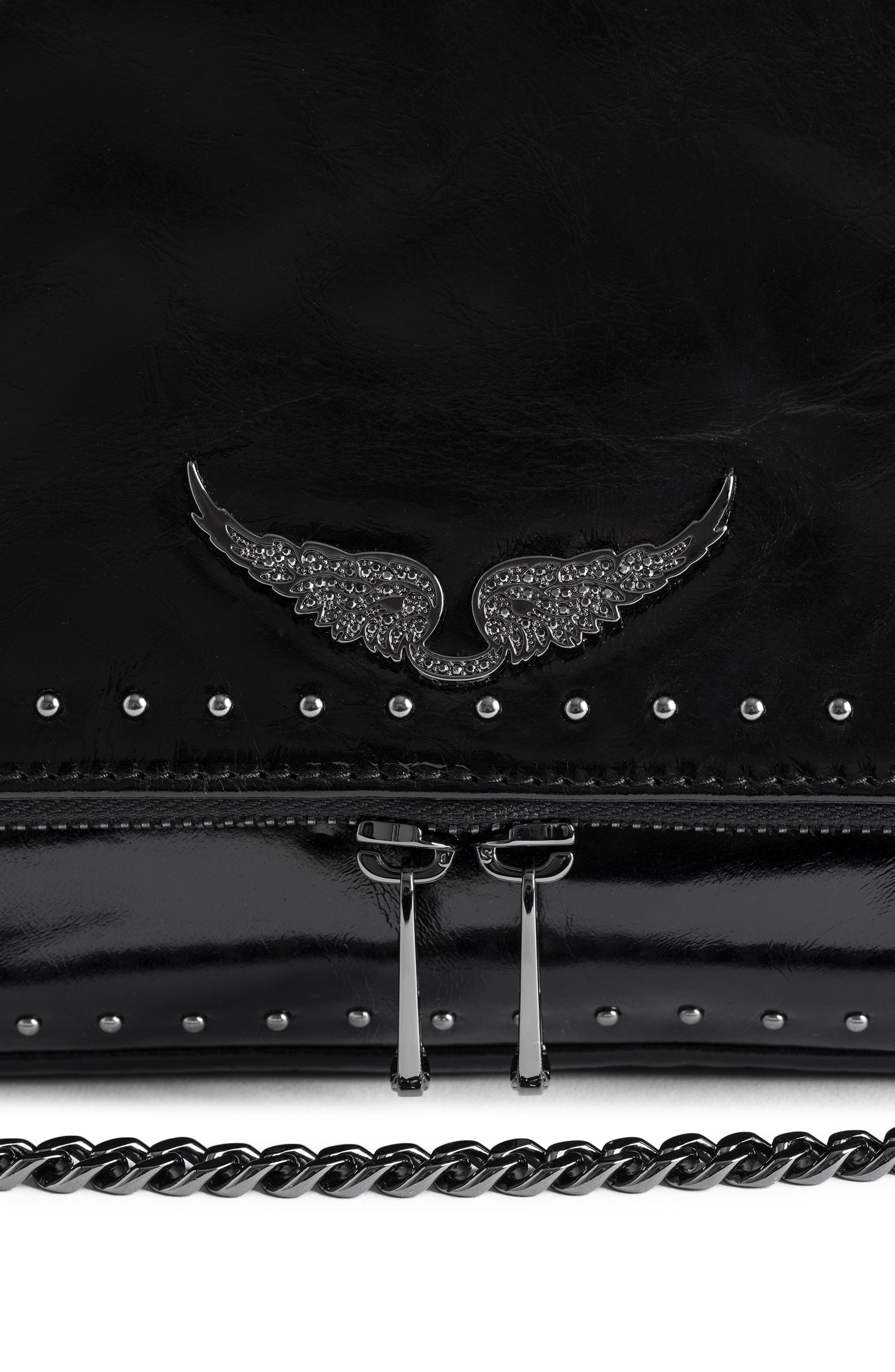 Zadig & Voltaire Rocky II Leather Crossbody Bag, Alternate, color, Black