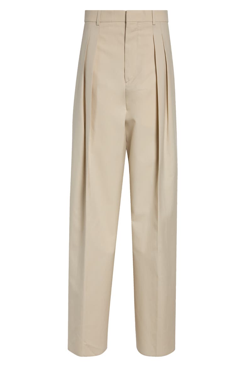 Faded Stripe Pleated Wool & Cotton Trousers, Main, color, 2512 BEIGE/ LIGHT BLUE