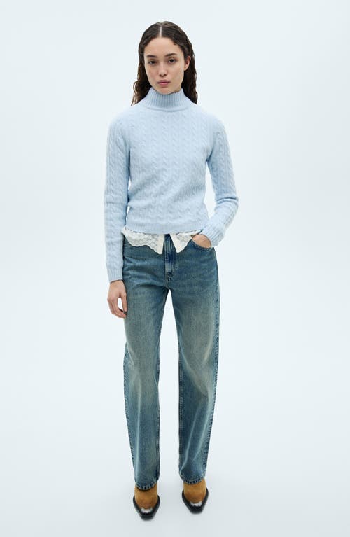 Shop Mango Seedsper Cable Stitch Sweater In Sky Blue
