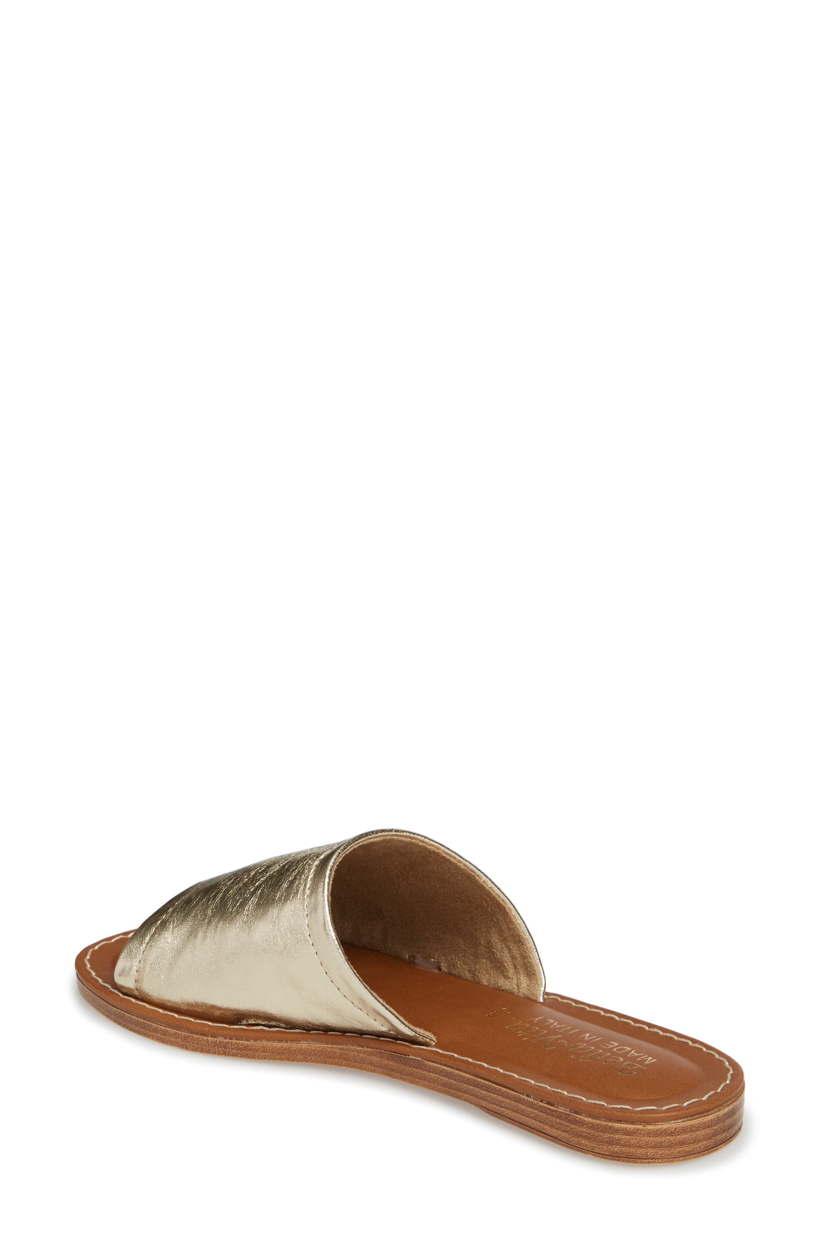 Ros Slide Sandal, Alternate, color, GOLD LEATHER