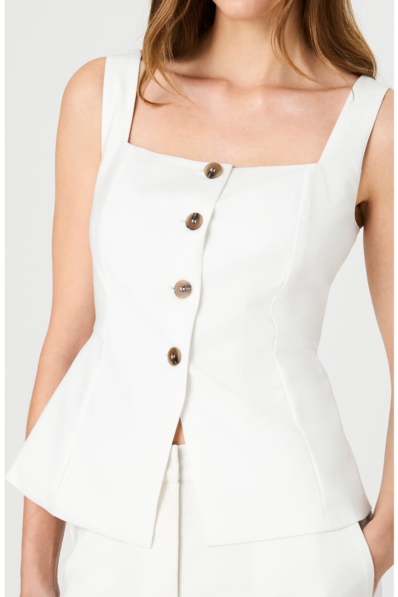 Square Neck Twill Top, Alternate, color, SUMMER WHITE