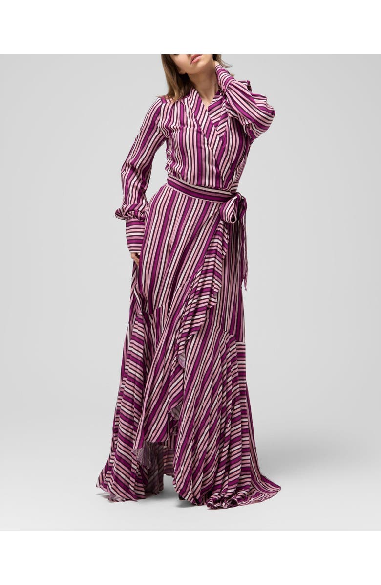 Le Fafo Striped Maxi Wrap Dress, Alternate, color, Striped Pink