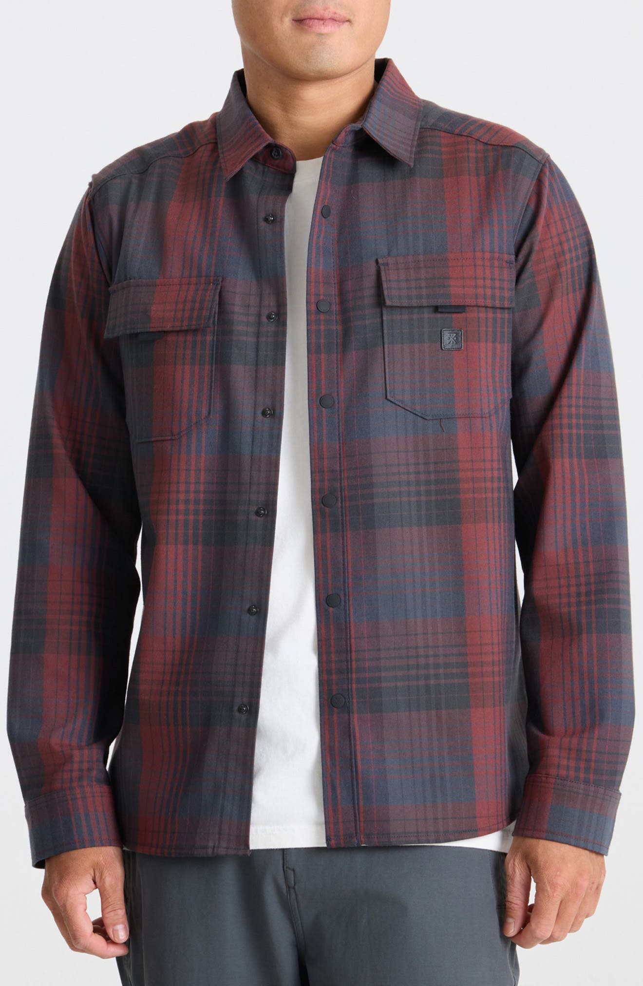 Roark Diablo Classic Fit Stripe Water Repellent Snap-Up Shirt Jacket