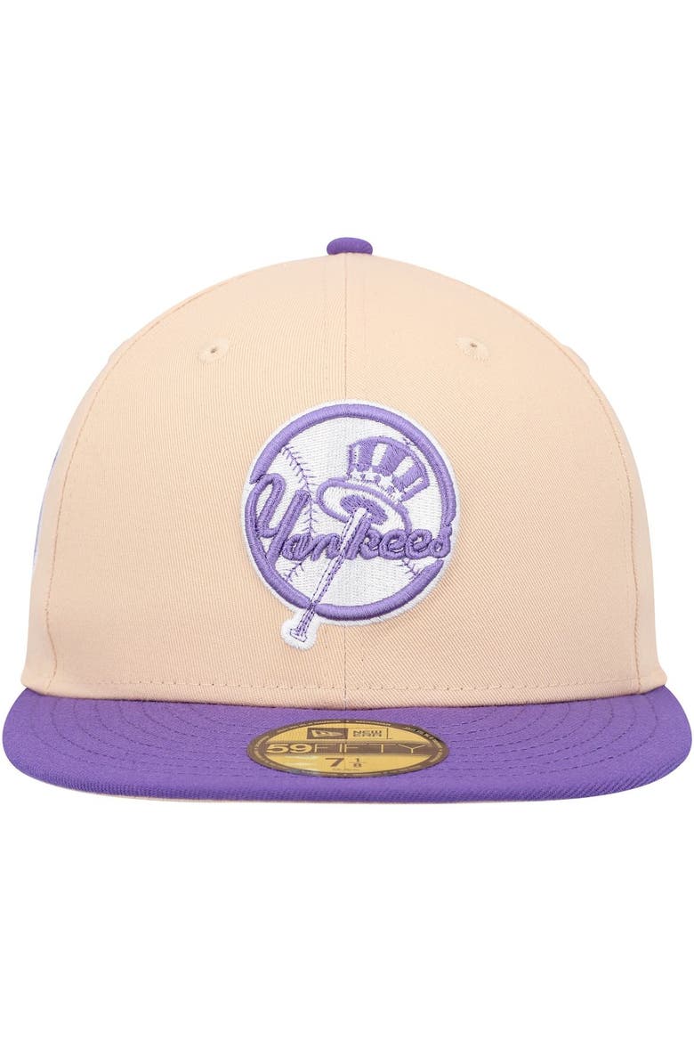 Men's New Era Peach/Purple New York Yankees Subway Series Side Patch 59FIFTY Fitted Hat, Alternate, color, Orange