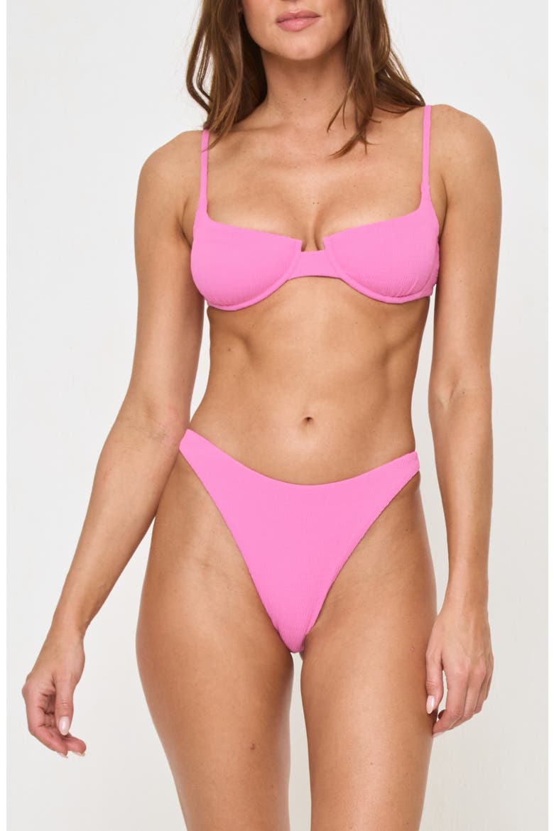 Belle Underwire Pucker Textured Bikini Top, Alternate, color, HOTTEST PINK