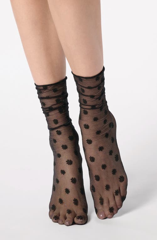 Oroblu Chiffon Crew Socks In Black