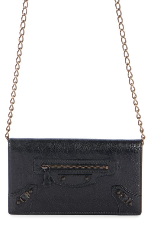 Balenciaga Le City Leather Wallet On A Chain In 1000 Black
