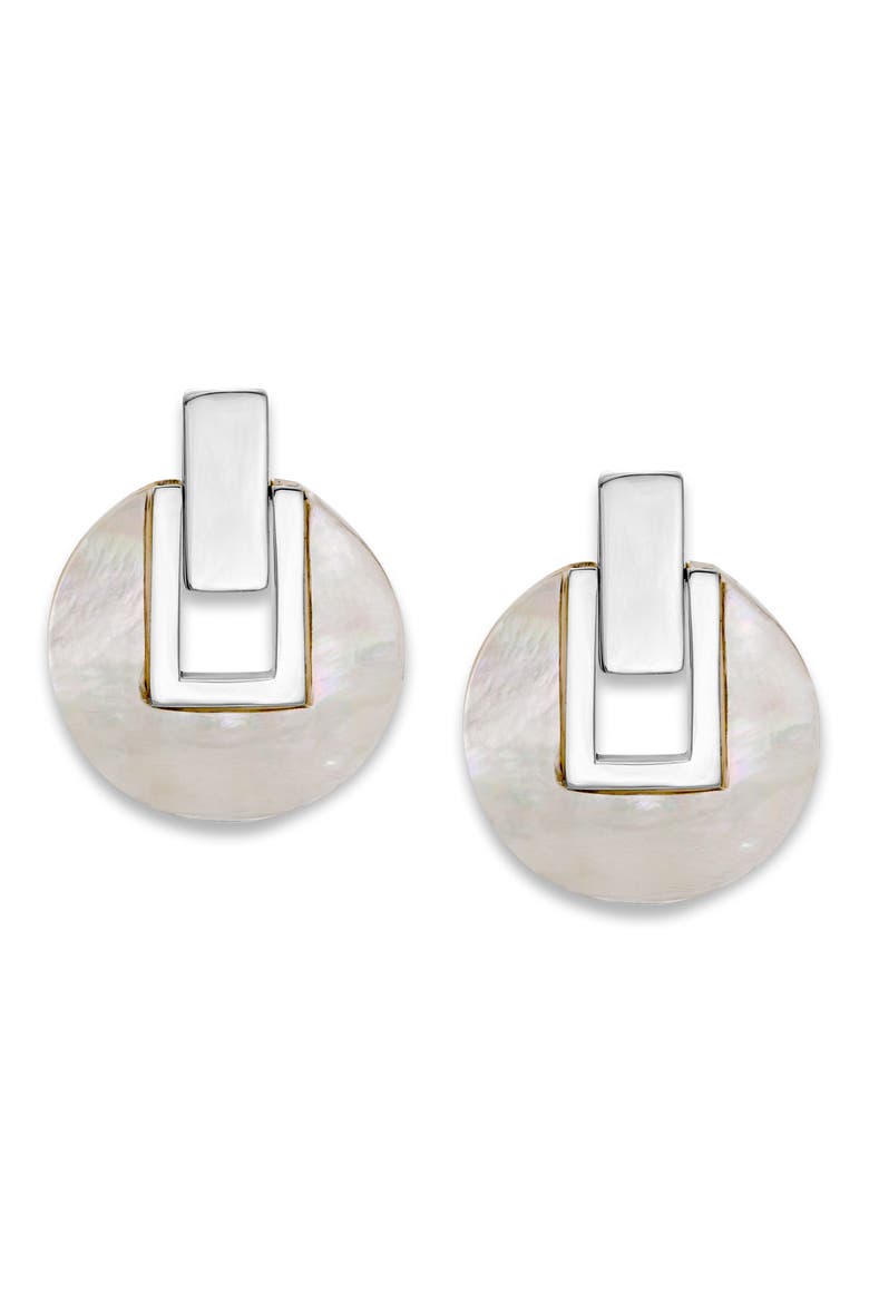 Round Hinge Earrings, Main, color, WHITE