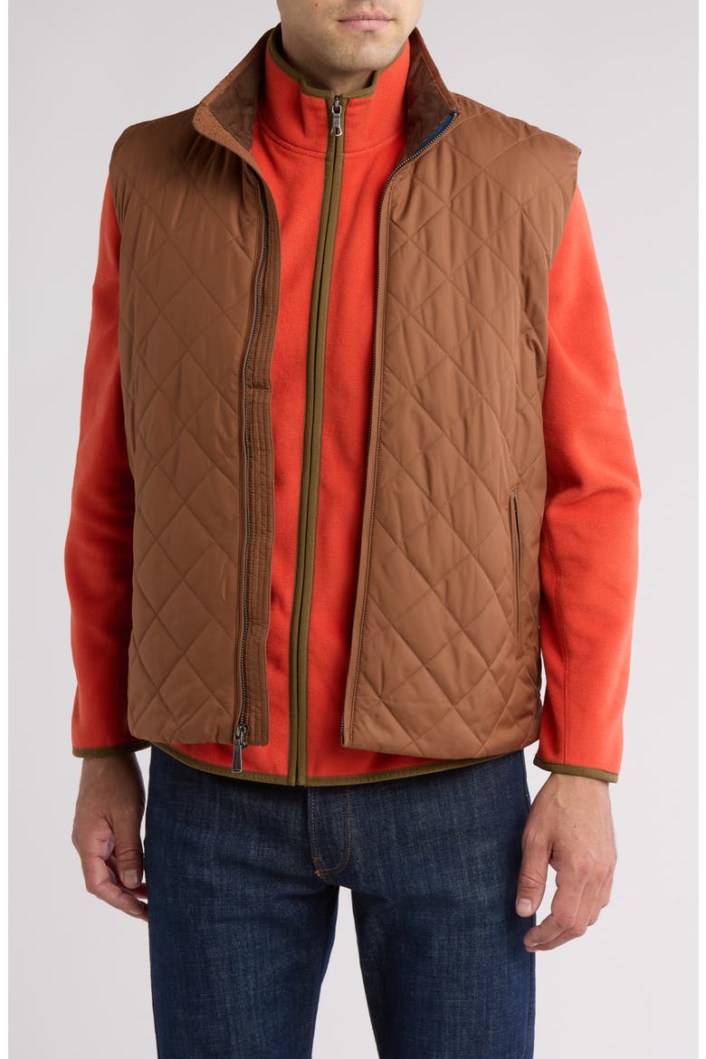 Water Repellent Diamond Quilted Vest, Main, color, BISON