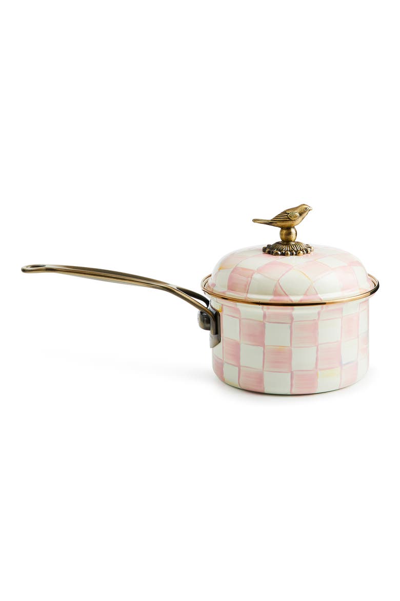 Rosy Check Enameled Steel 2.5-Quart Saucepan, Alternate, color, ROSY