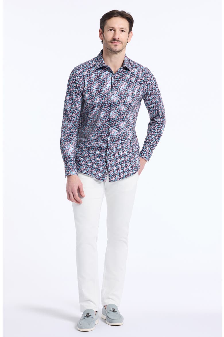 Shipton Stretch Cotton Button-Up Shirt, Alternate, color, BLUE MULTI