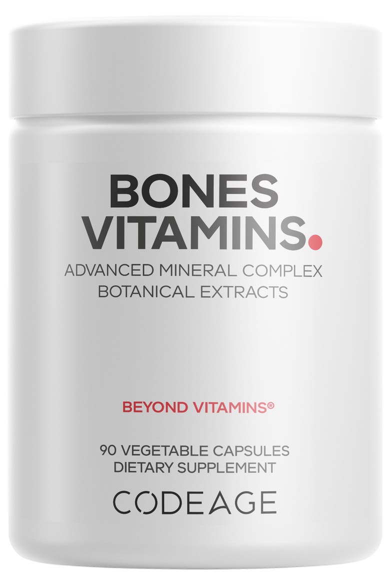 Bones Vitamins+ - Vitamin D3 & K2, Vitamin C, Calcium, Magnesium, Zinc, Hesperidin, L-Lysine, Manganese, Horsetail, Cissus, Boron, Trans-Resveratrol, Non-GMO Supplement, Main, color, WHITE