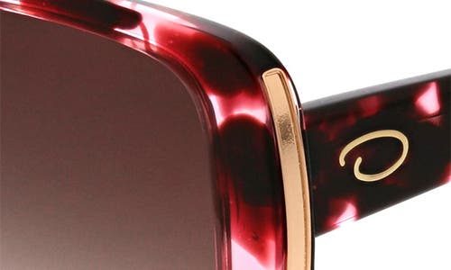 Oscar De La Renta 53mm Moderately Slim Rectangle Sunglasses In Pearl Red Havana