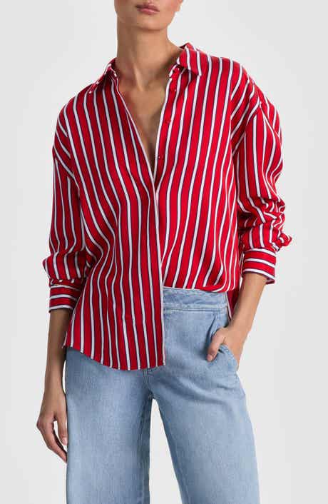 Dimitra Oversize Stripe Button-Up Shirt