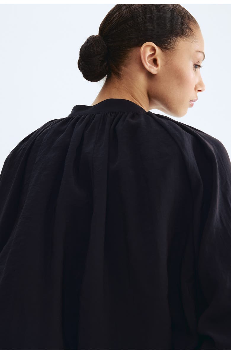 H&M Balloon-sleeved modal jacket, Alternate, color, Black
