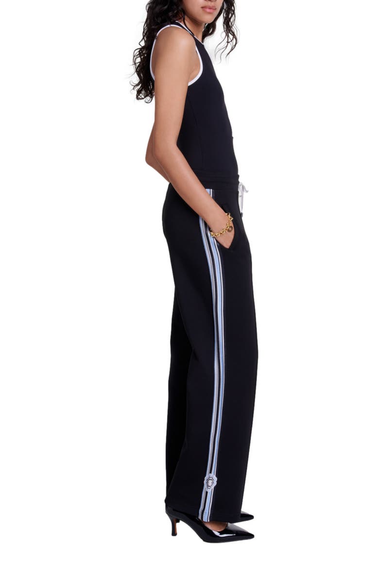 maje Wide-leg striped jogging bottoms, Alternate, color, 