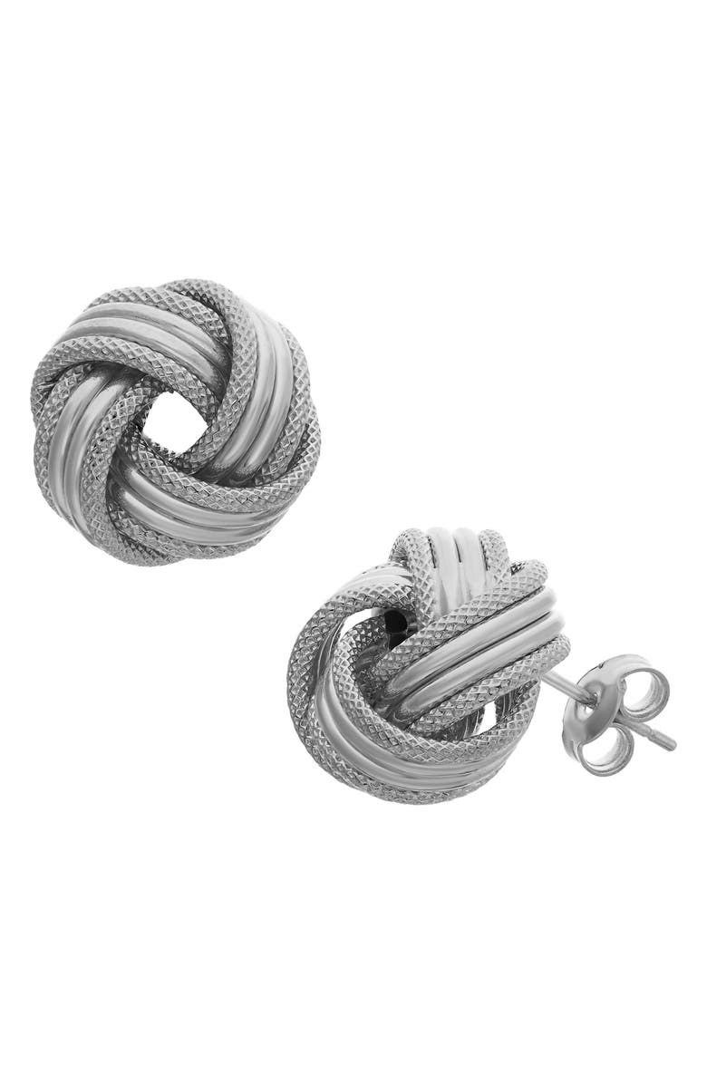 FZN 14K Gold Knot Stud Earrings, Main, color, Silver