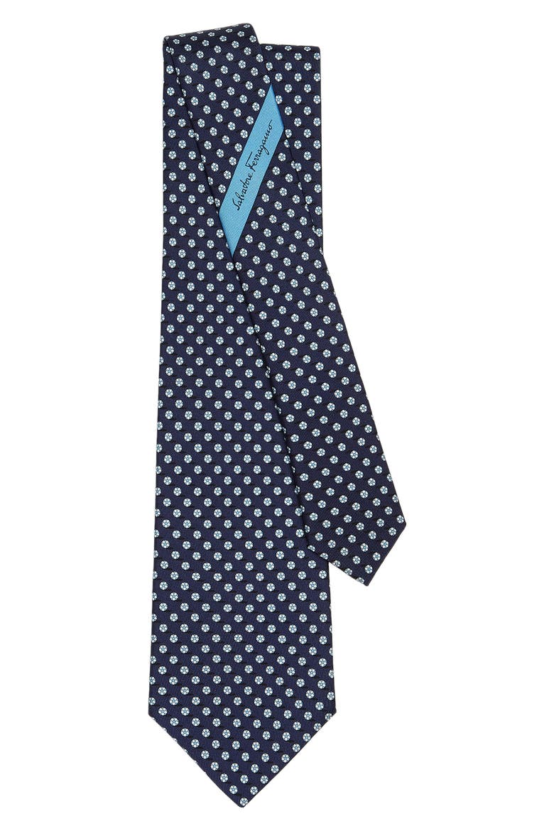 Salvatore Ferragamo Soccer Print Silk Tie, Alternate, color, NAVY
