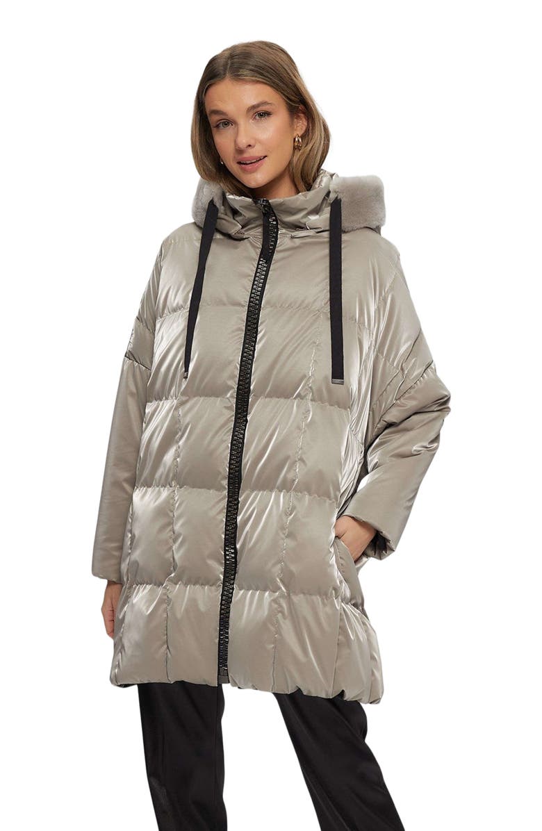 GORSKI Quilted Coat With Shearling Lamb, Main, color, Greige