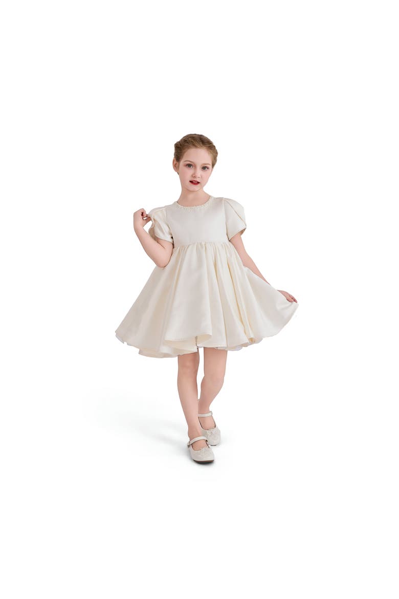 Ivory Pearl-Accented Occasion Dress, Alternate, color, Ivory