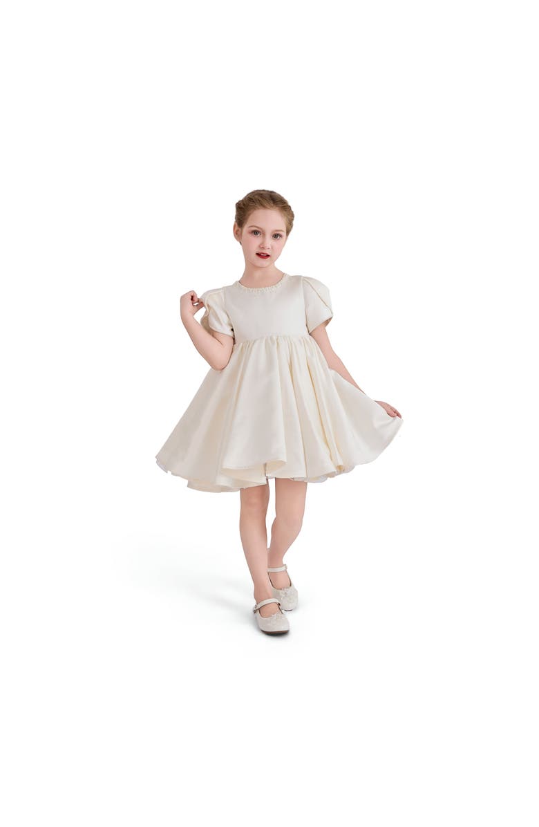 Tulleen Ivory Pearl-Accented Occasion Dress, Alternate, color, Ivory
