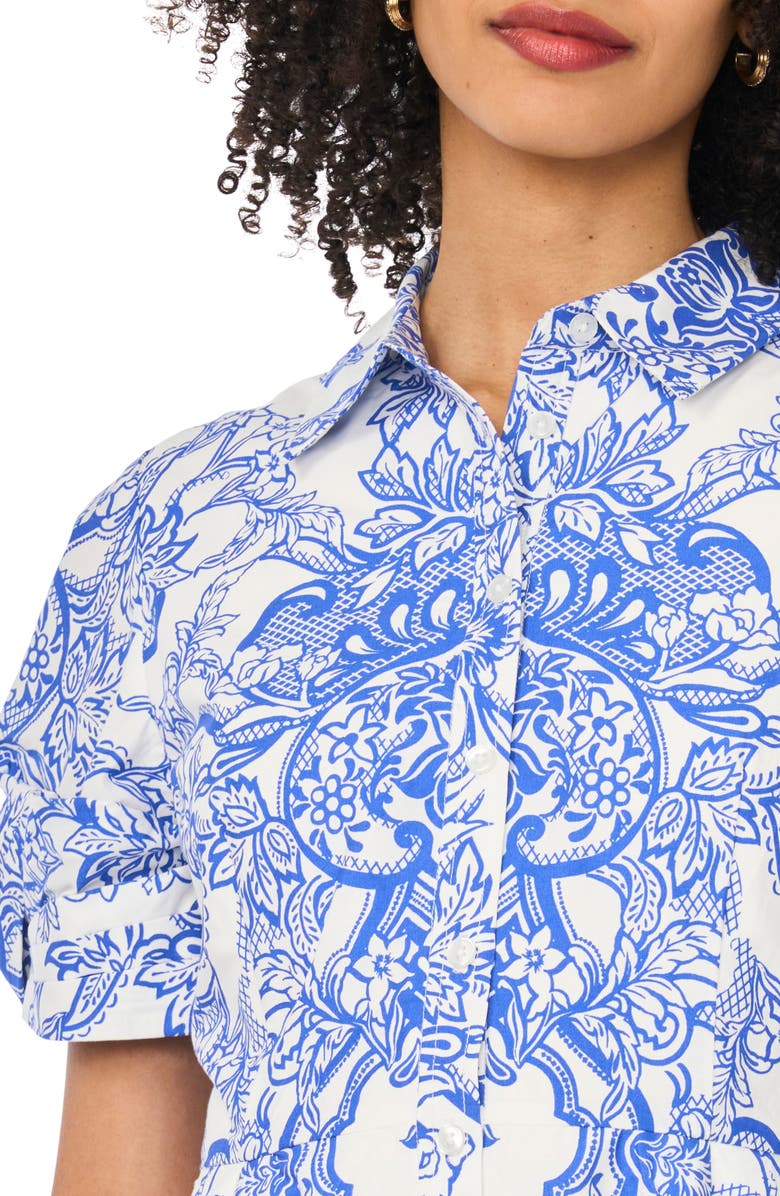 Ted Baker Floral Short Sleeve Cotton Fit & Flare Shirtdress, Alternate, color, Deep Ultramarine
