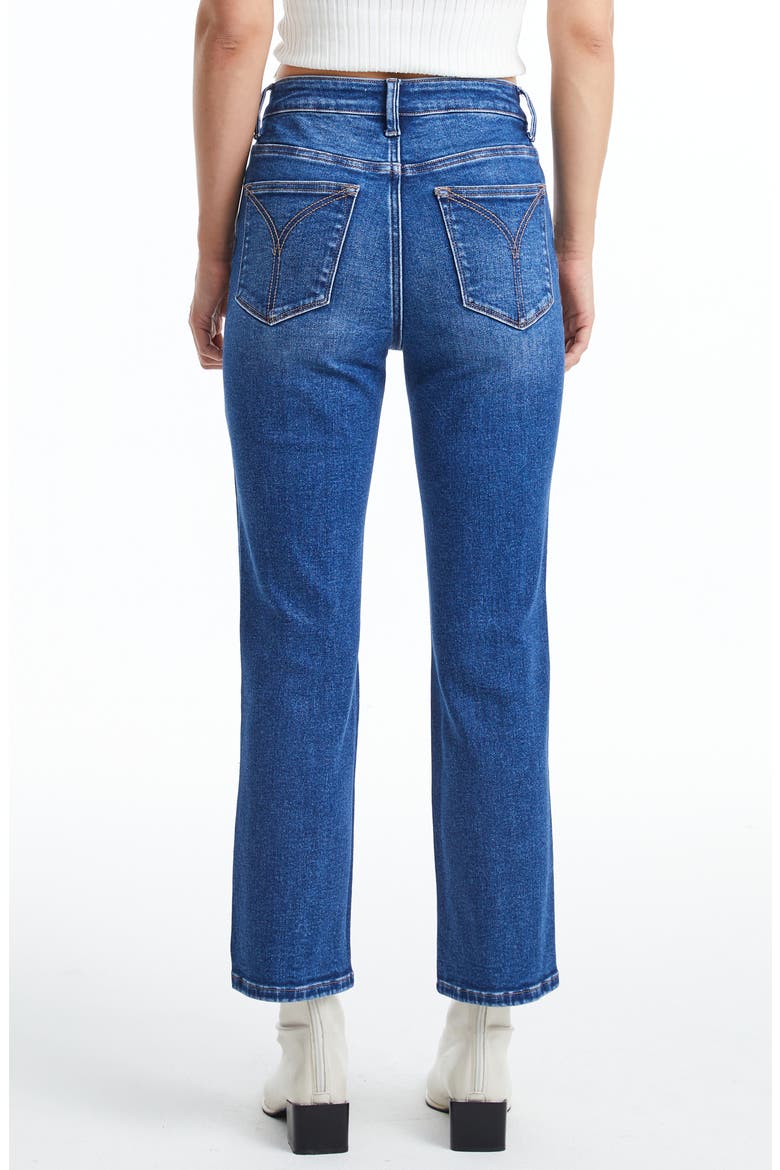 Button Fly High Waist Crop Straight Leg Jeans, Alternate, color, DARK BLUE