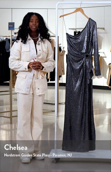Dress the Population Summer Metallic One-Shoulder Gown Nordstromrack