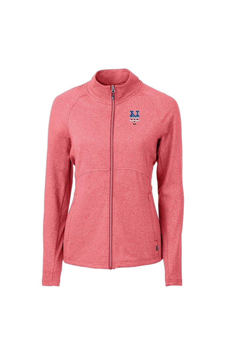 Cutter & Buck Women's Cutter & Buck Heather Red New York Mets Adapt Eco Knit Heather Recycled Full-Zip Top, Alternate, color, 