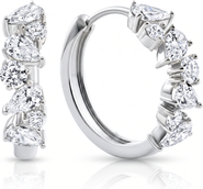 Bliss Diamond 2Ct Pear & Round Ali Diamond Hoops 14k Gold 19mm Earrings Lab Grown