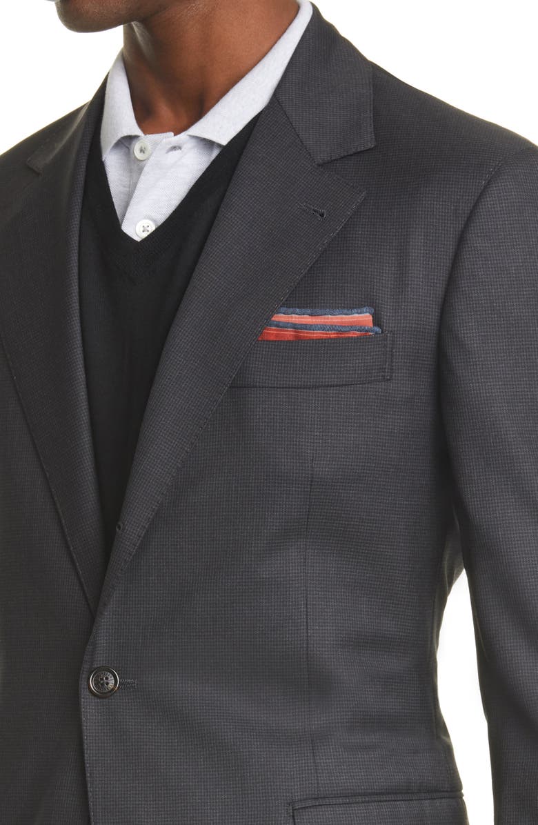 Brunello Cucinelli Micro Houndstooth Wool Suit, Alternate, color, 