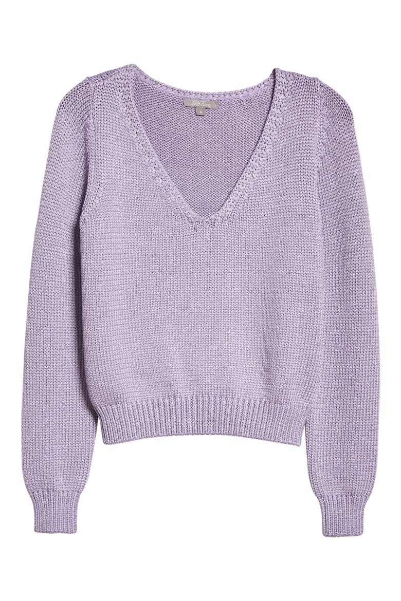Metallic V-Neck Sweater, Alternate, color, LAVENDER