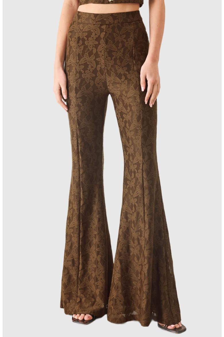 Lace Flare Pants, Main, color, BROWN