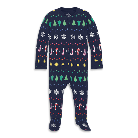 Baby Organic Zip Footie In Winter Prints