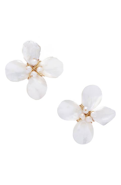 Imitation Pearl Bloom Earrings