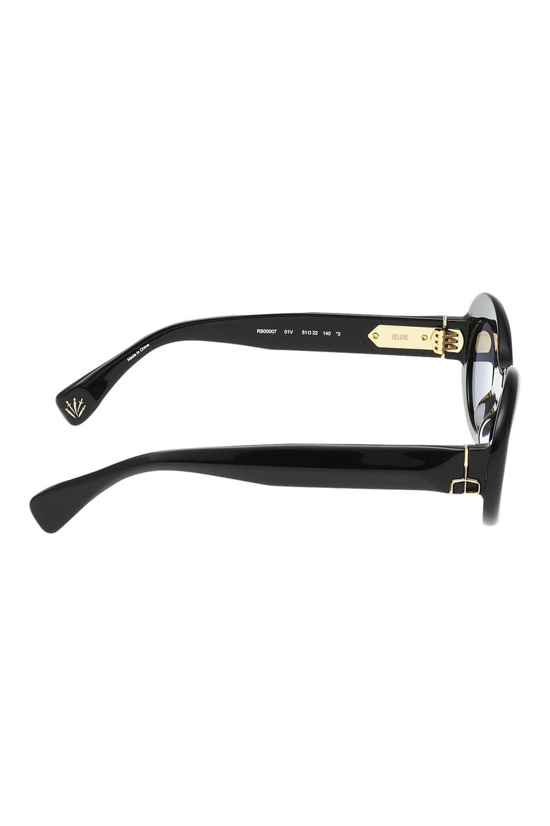 51mm Oval Sunglasses, Alternate, color, SHINY BLACK / DARK NAVY LENSES