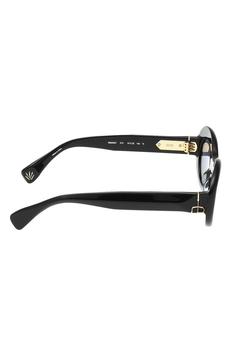 rag & bone 51mm Oval Sunglasses, Alternate, color, Shiny Black / Dark Navy Lenses