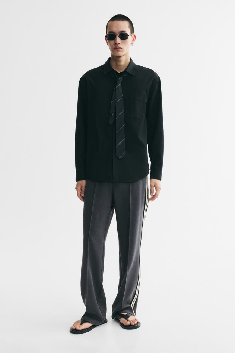 Relaxed-fit Pants, Alternate, color, Dark gray melange/striped