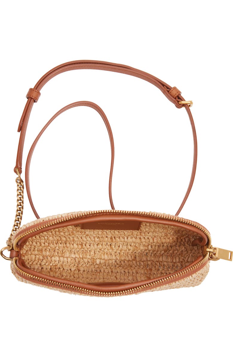 Saint Laurent Gaby Cassandre Logo Raffia Crossbody Bag, Alternate, color,
