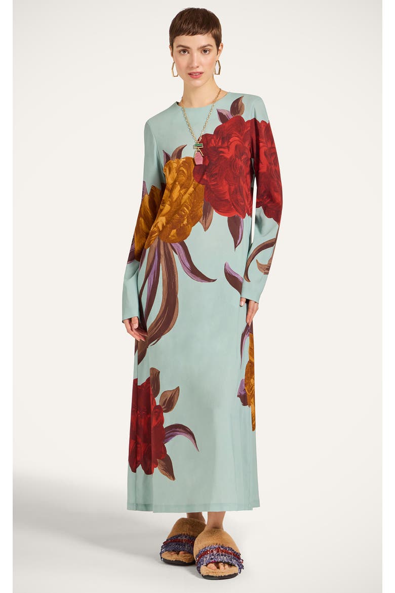 Long Sleeve Swing Dress, Main, color, Peony Placée Light Blue